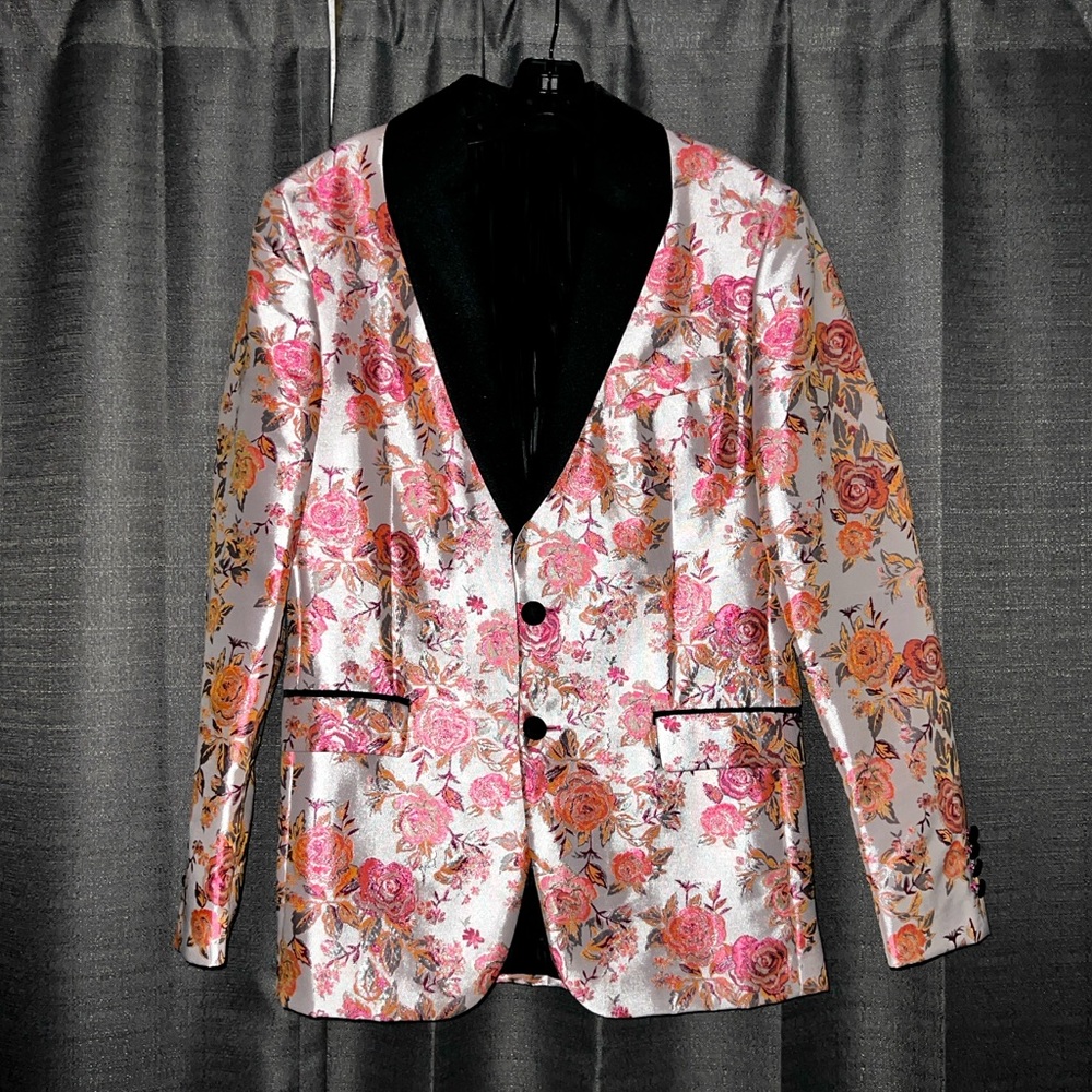 Floral jacquard blazer